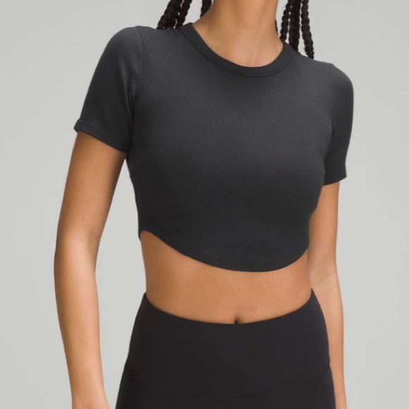 Lululemon Hold Tight Cropped T-Shirt Black W3GS1S - Picture 1 of 4